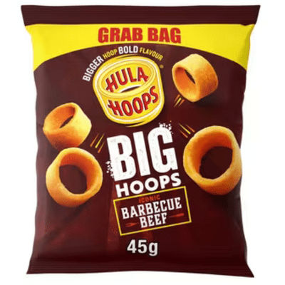 Box of 36 – Hula Hoops BBQ Beef Grab Bags 45g