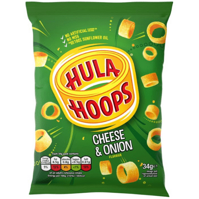 Box of 32 – Hula Hoops Cheese & Onion Mini Bags 34g