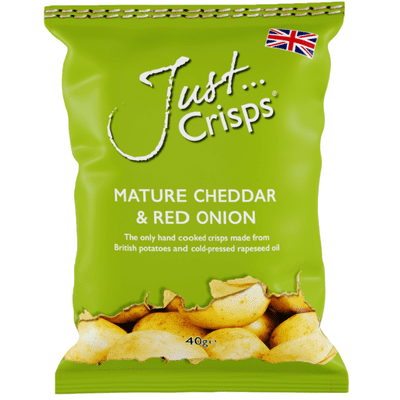Box of 24 – Just Crisps Mature Cheddar & Red Onion 40g