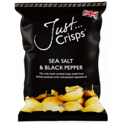 Box of 24 – Just Crisps Sea Salt & Black Pepper 40g