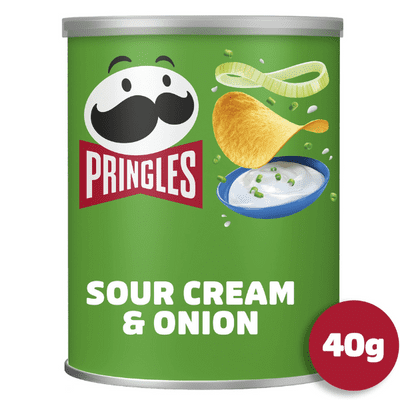 12x Pringles Sour Cream & Onion Crisps Can 40g