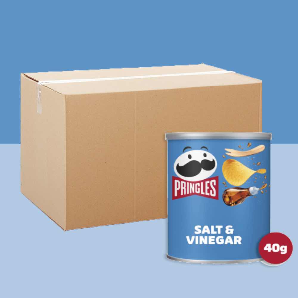 12x Pringles Salt & Vinegar Crisps Can 40g