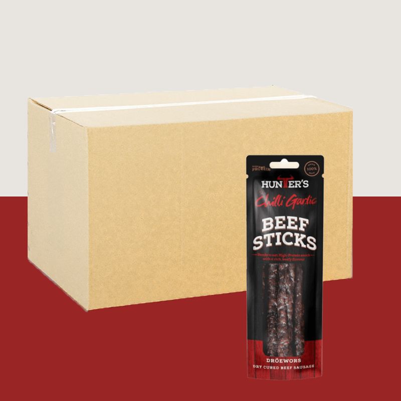 10x Hunters Chilli Garlic Beef Sticks (Droewors) 40g