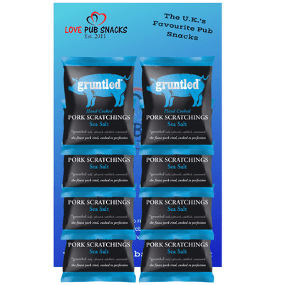 GRUNTLED Pork Scratchings 8x35g Pub Card