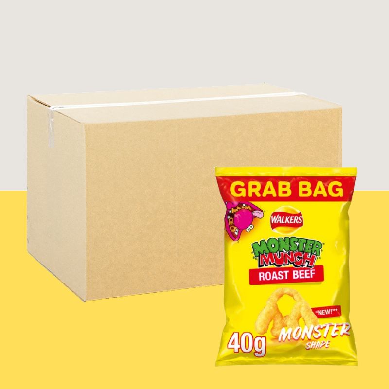 35x Walkers Monster Munch Roast Beef Snacks Grab Bag 35x40g