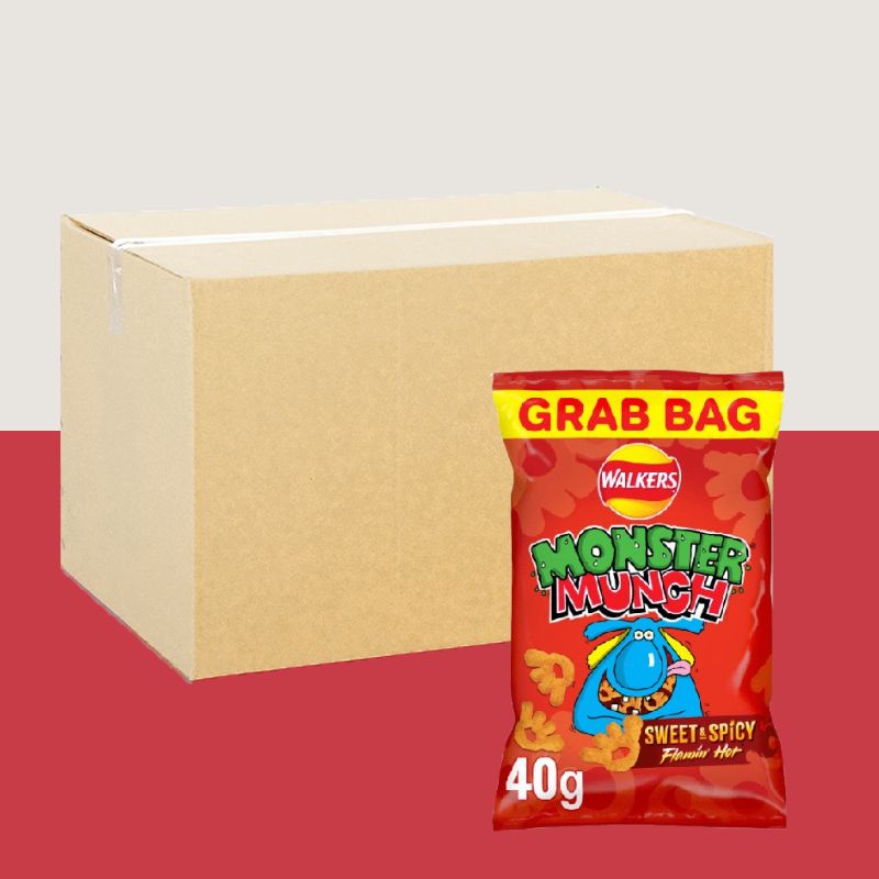 35x Walkers Monster Munch Sweet & Spicy Flamin’ Hot Grab Bag 40g