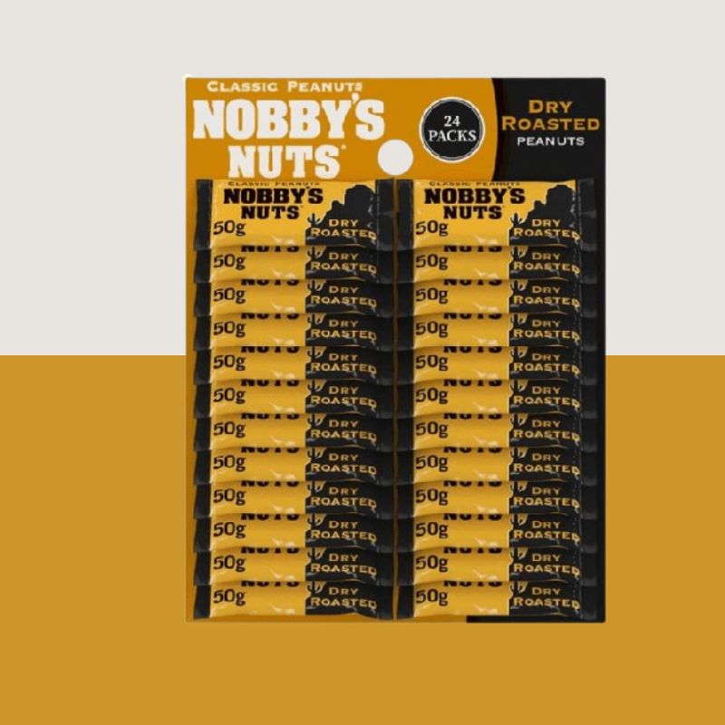 24x Nobbys Dry Roasted Peanuts Card 50g