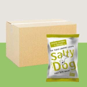 24x Salty Dog Strong Cheddar & Onion Crisps 40g