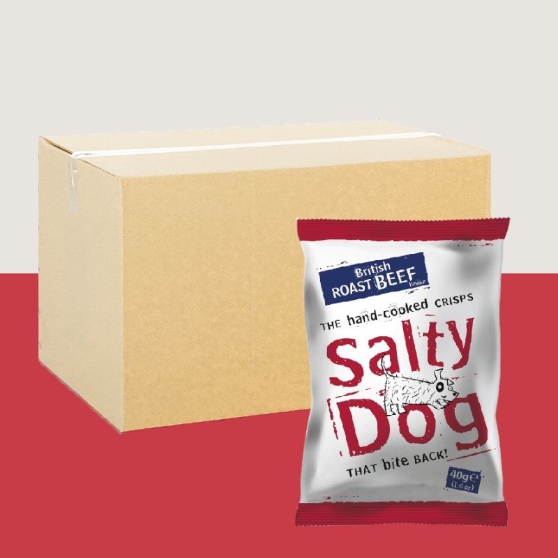 24x Salty Dog British Roast Beef Crisps 40g