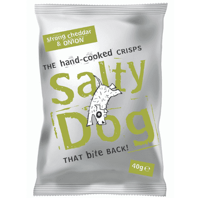 SALTY DOG Strong Cheddar & Onion Crisps 24x40g