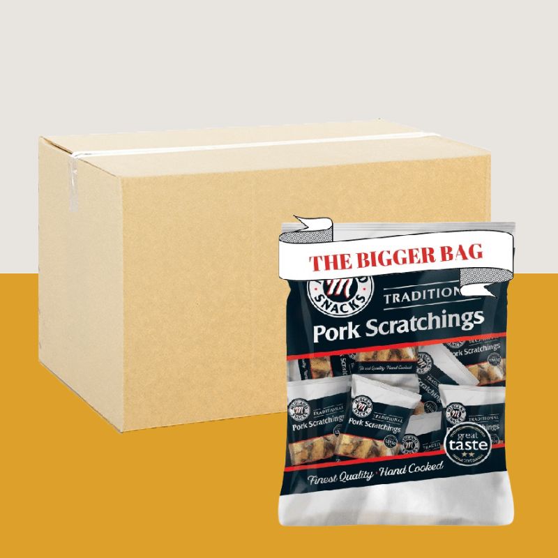 12x Midland Snacks Bigger Bag Traditional Pork Scratchings 70g