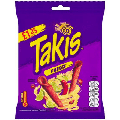 TAKIS Fuego Chilli & Lime Flavour Fried Corn Snack PM £1.25 21x55g