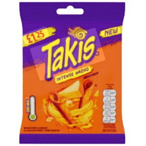TAKIS Intense Nacho Cheesy Flavour Fried Corn Snack PM £1.25 21x55g