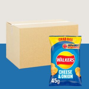 32x Walkers Cheese & Onion Crisps Grab Bag 45g