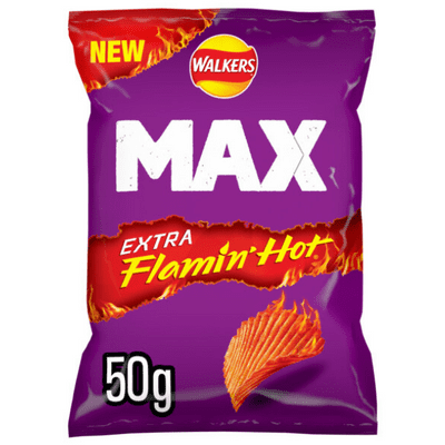 WALKERS MAX Extra Flaming Hot Crisps 50g