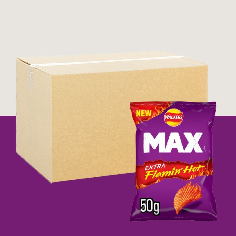 24x Walkers Max Extra Flaming Hot Crisps 50g