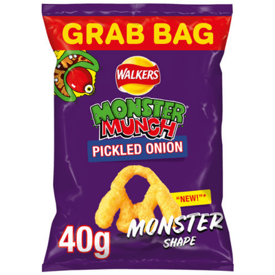 WALKERS Monster Munch Pickled Onion Snacks Grab Bag 35x40g