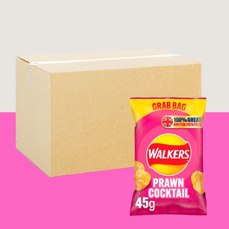 32x Walkers Prawn Cocktail Crisps Grab Bag 45g