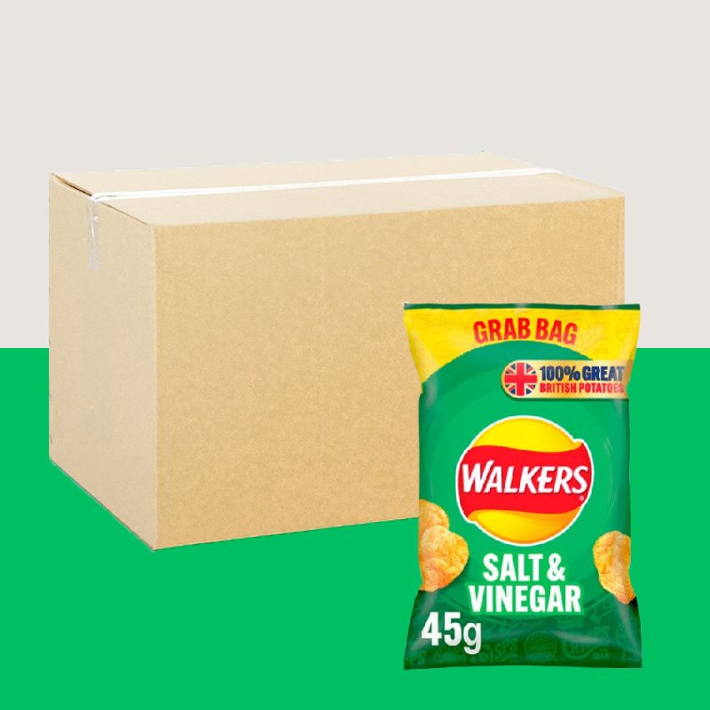 32x Walkers Salt & Vinegar Crisps Grab Bag 45g