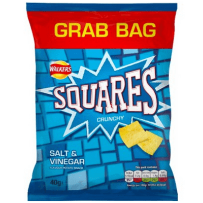 WALKERS Squares Salt & Vinegar Crisps Grab Bag 40g