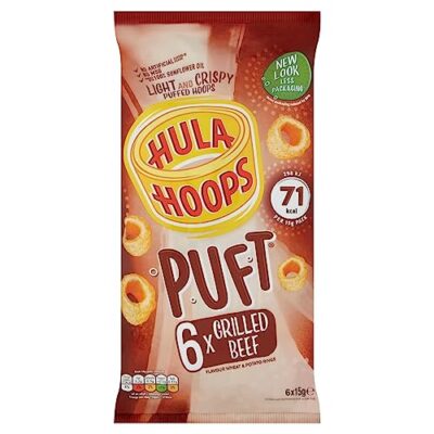 6x Hula Hoops Puft Grilled Beef Multipack 15g