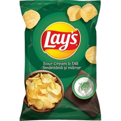 Lays Sour Cream & Dill Crisps Bag 125g