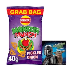 Walkers Monster Munch Pickled Onion Snacks Grab Bag Crisps 40g