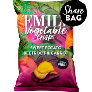 EMILY Veg Crisps Rainbow Roots Sweet Potato, Carrot & Beetroot Sharing