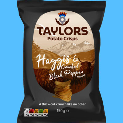 Taylors Haggis & Cracked Black Pepper Flavour Crisps 150g – Bold Scottish Inspired Seasoning