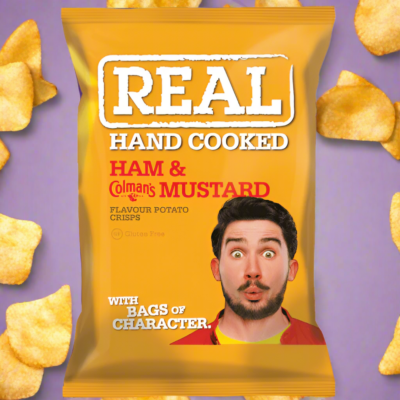Real Hand Cooked Ham & Colemans Mustard Flavour 35g Full Box (24 Pack)
